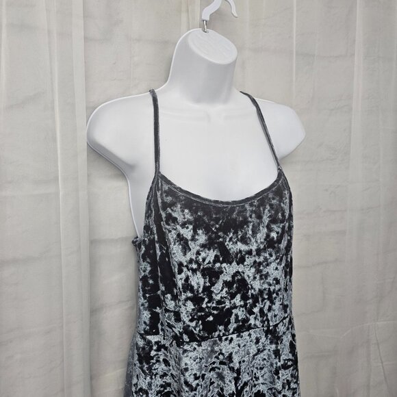 Forever 21 Green Gray Crushed Velvet Sleeveless Mini Dress Boho Fairy Goth 0X - Picture 3 of 9
